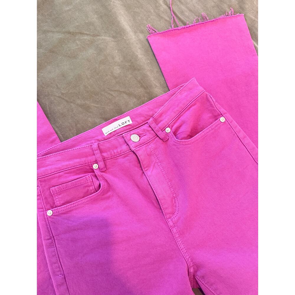 LOFT The Kick Crop Curvy Vent Hem High Rise Jeans in Sugar Plum PINK 25/0 - Picture 7 of 7